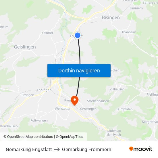 Gemarkung Engstlatt to Gemarkung Frommern map