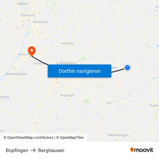 Bopfingen to Berghausen map