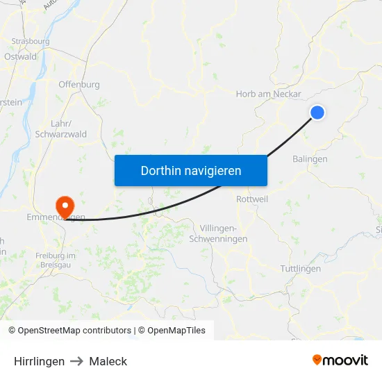 Hirrlingen to Maleck map
