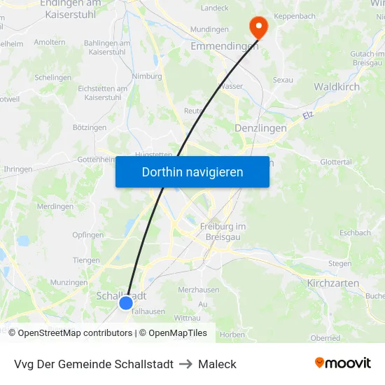 Vvg Der Gemeinde Schallstadt to Maleck map