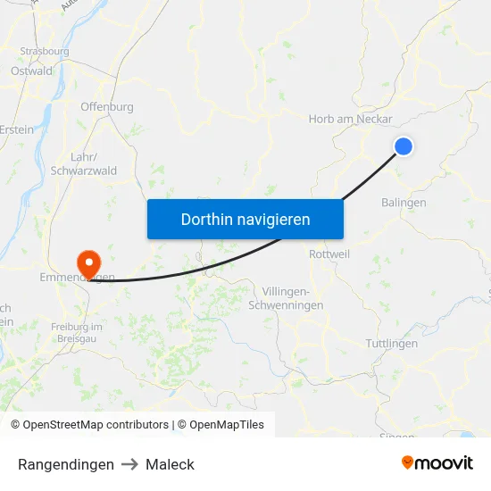 Rangendingen to Maleck map