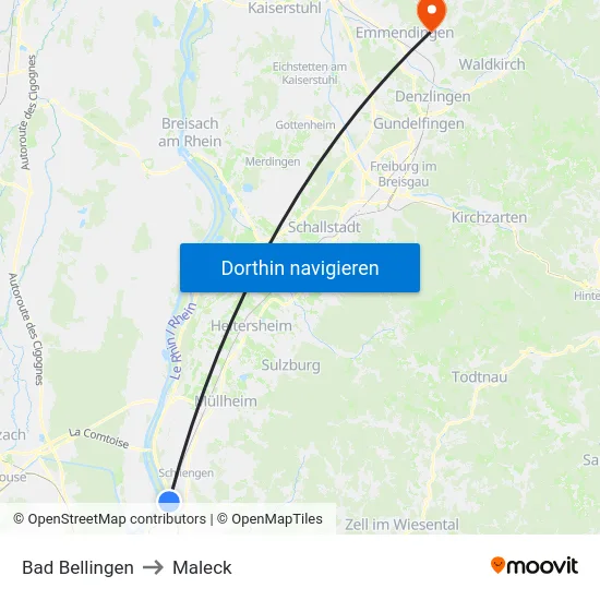 Bad Bellingen to Maleck map