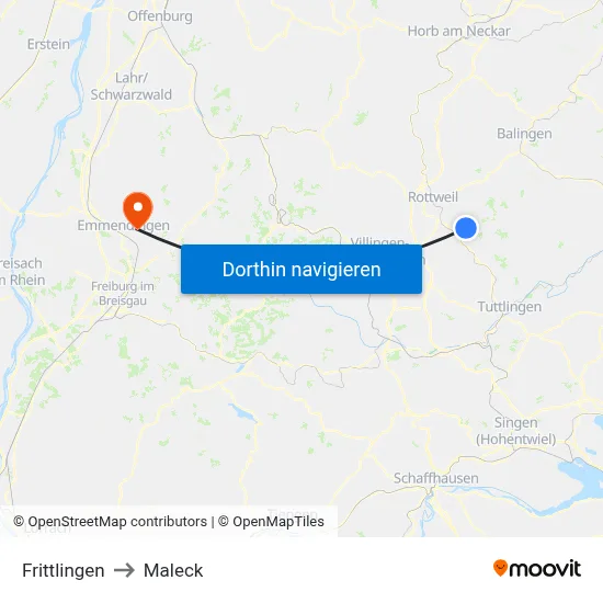 Frittlingen to Maleck map