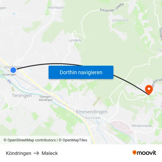 Köndringen to Maleck map