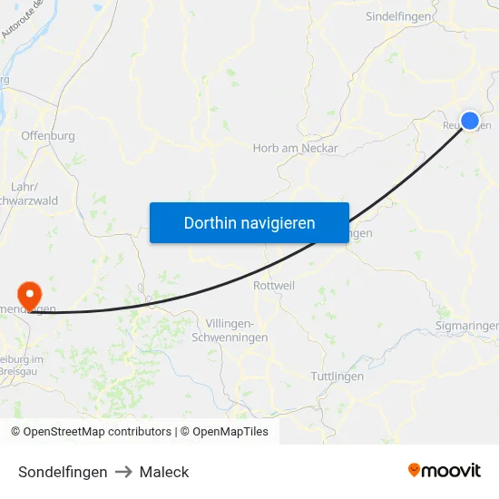 Sondelfingen to Maleck map