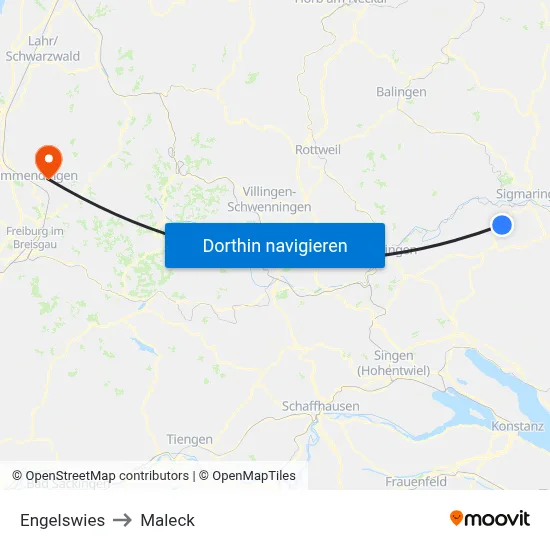 Engelswies to Maleck map