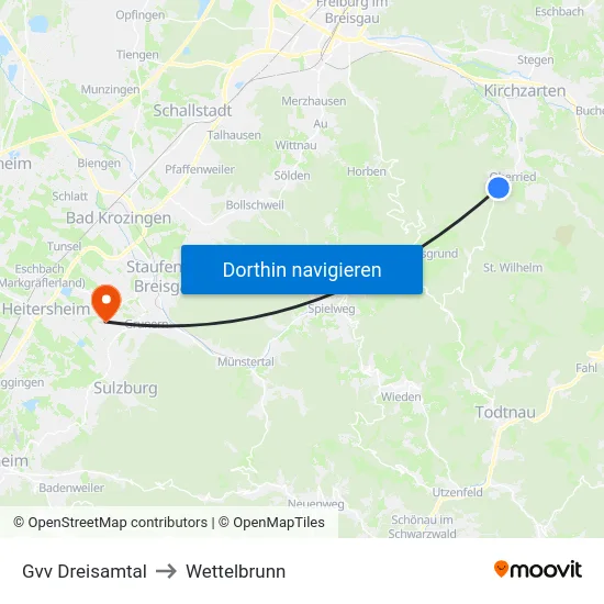 Gvv Dreisamtal to Wettelbrunn map