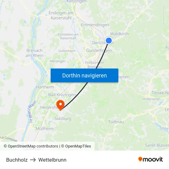 Buchholz to Wettelbrunn map