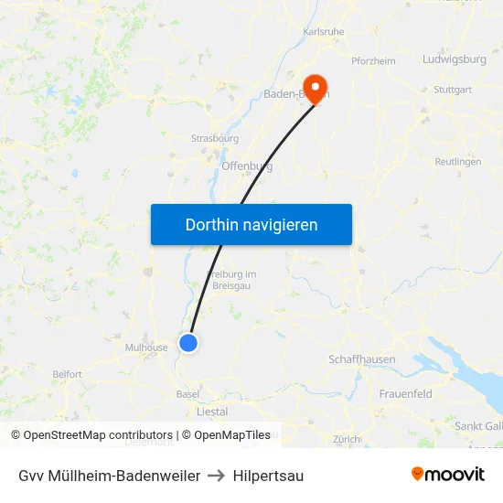 Gvv Müllheim-Badenweiler to Hilpertsau map