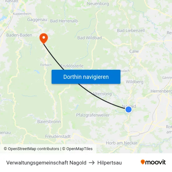 Verwaltungsgemeinschaft Nagold to Hilpertsau map