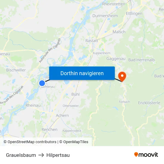 Grauelsbaum to Hilpertsau map