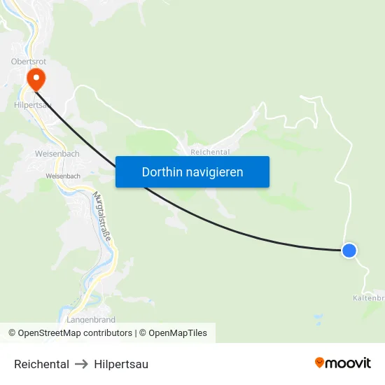 Reichental to Hilpertsau map