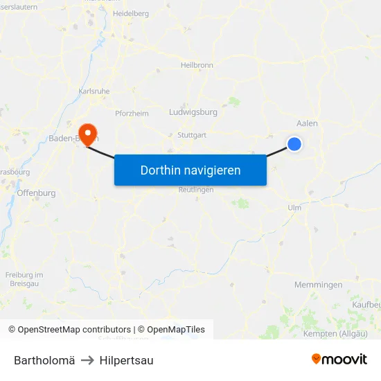 Bartholomä to Hilpertsau map