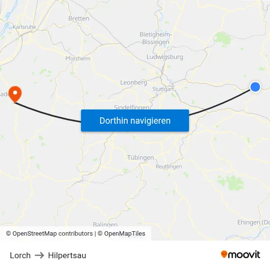 Lorch to Hilpertsau map