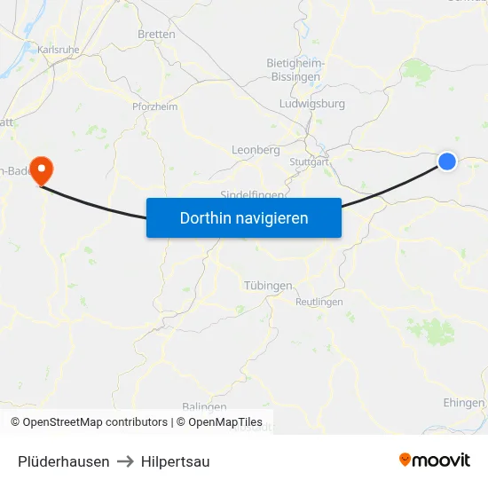 Plüderhausen to Hilpertsau map