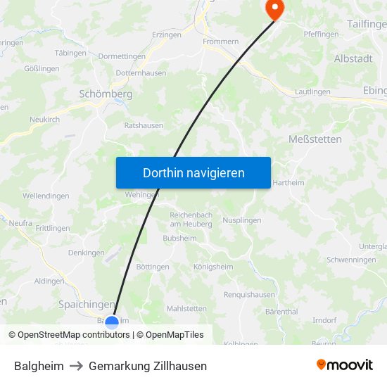 Balgheim to Gemarkung Zillhausen map