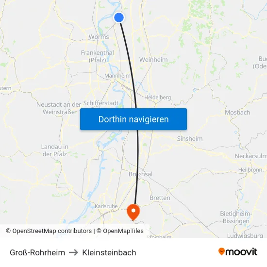 Groß-Rohrheim to Kleinsteinbach map