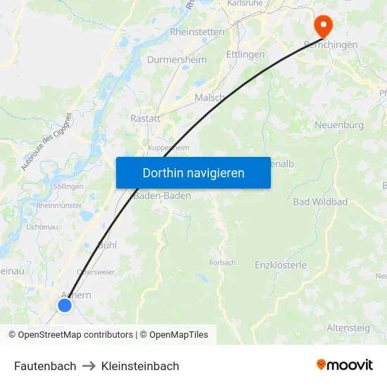 Fautenbach to Kleinsteinbach map