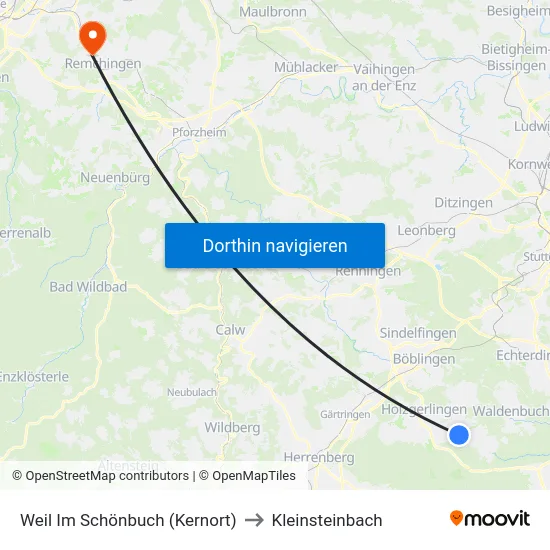 Weil Im Schönbuch (Kernort) to Kleinsteinbach map