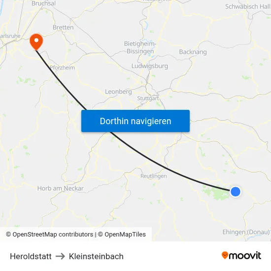 Heroldstatt to Kleinsteinbach map