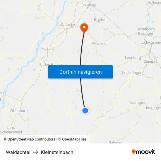 Waldachtal to Kleinsteinbach map