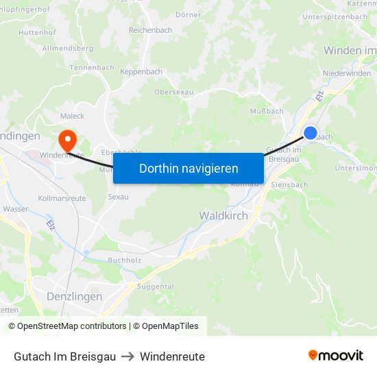 Gutach Im Breisgau to Windenreute map