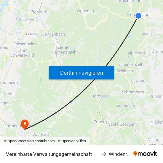 Vereinbarte Verwaltungsgemeinschaft Freudenstadt to Windenreute map
