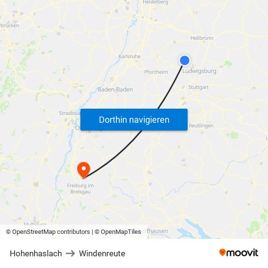 Hohenhaslach to Windenreute map