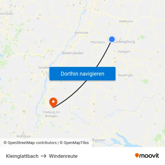 Kleinglattbach to Windenreute map