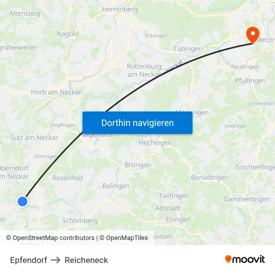 Epfendorf to Reicheneck map