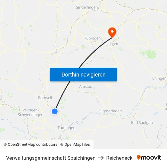 Verwaltungsgemeinschaft Spaichingen to Reicheneck map