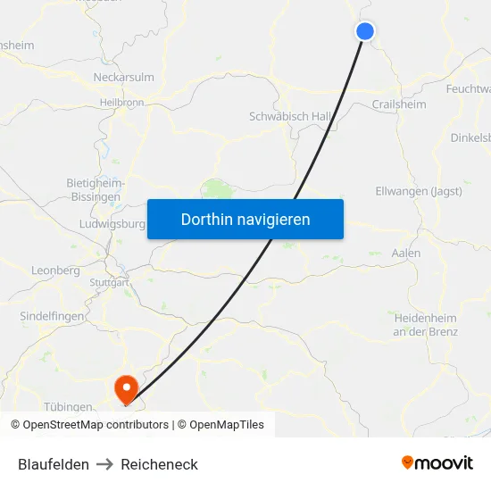 Blaufelden to Reicheneck map