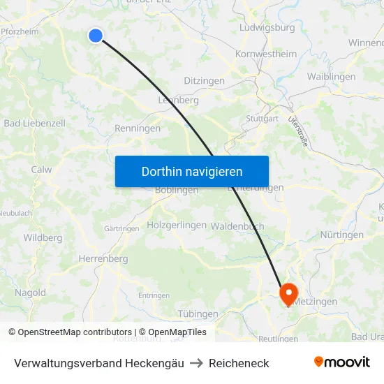 Verwaltungsverband Heckengäu to Reicheneck map