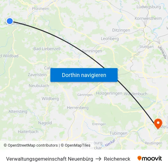 Verwaltungsgemeinschaft Neuenbürg to Reicheneck map