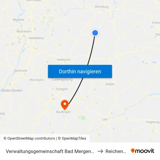 Verwaltungsgemeinschaft Bad Mergentheim to Reicheneck map
