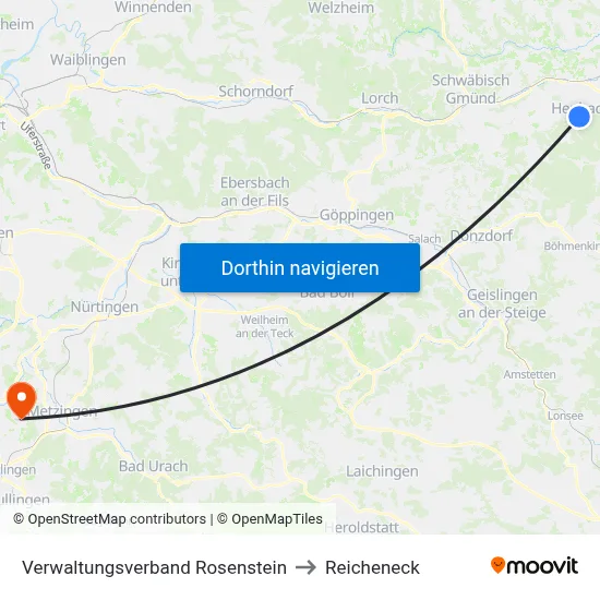 Verwaltungsverband Rosenstein to Reicheneck map