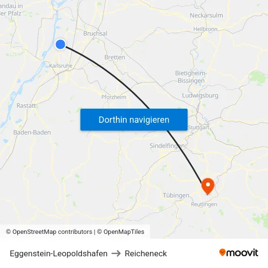 Eggenstein-Leopoldshafen to Reicheneck map