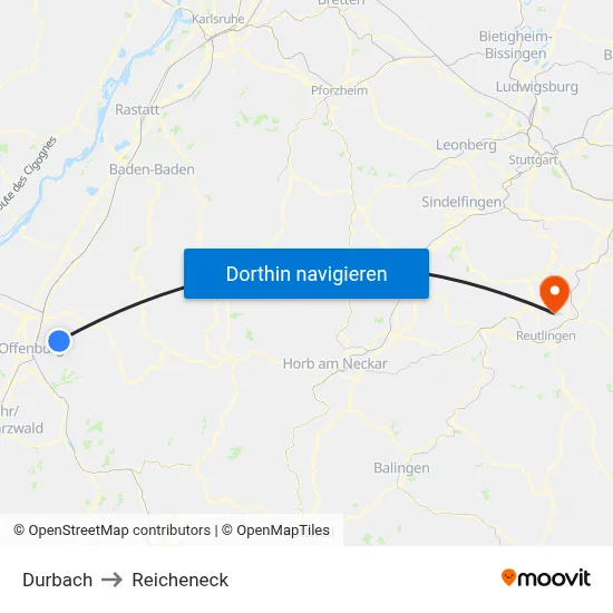 Durbach to Reicheneck map