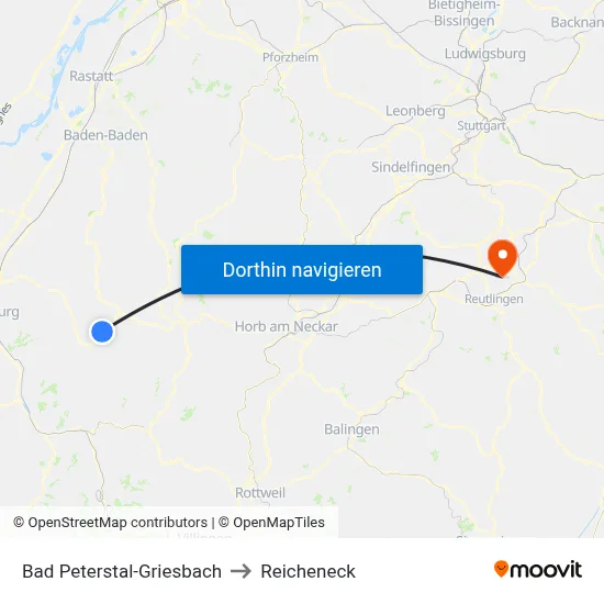 Bad Peterstal-Griesbach to Reicheneck map