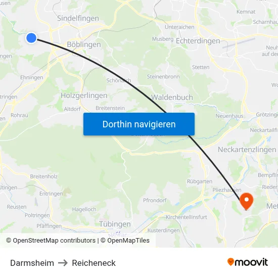 Darmsheim to Reicheneck map