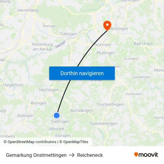Gemarkung Onstmettingen to Reicheneck map