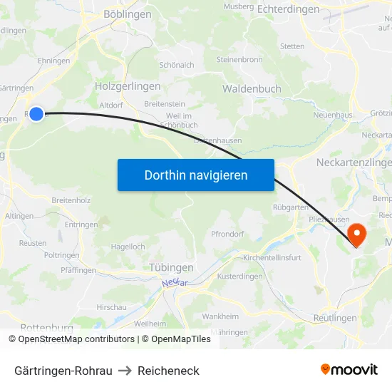 Gärtringen-Rohrau to Reicheneck map