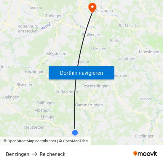 Benzingen to Reicheneck map
