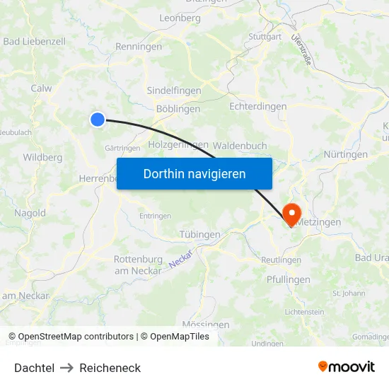 Dachtel to Reicheneck map