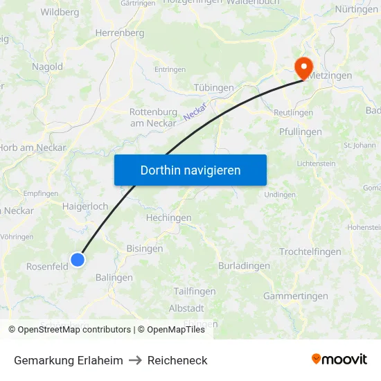 Gemarkung Erlaheim to Reicheneck map