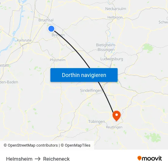 Helmsheim to Reicheneck map