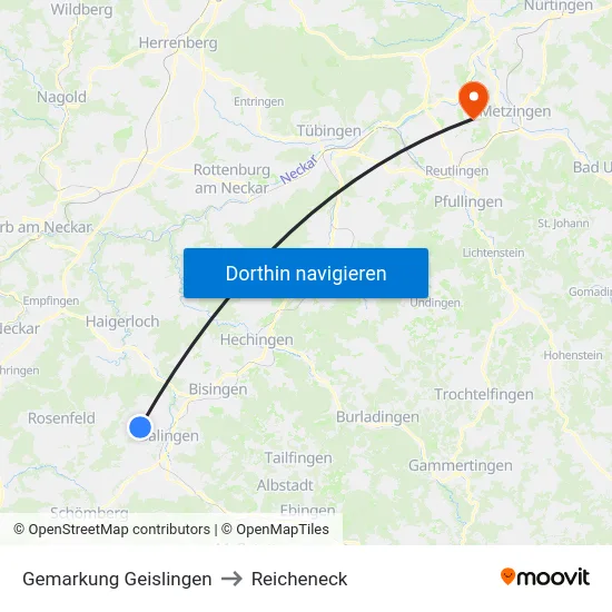 Gemarkung Geislingen to Reicheneck map