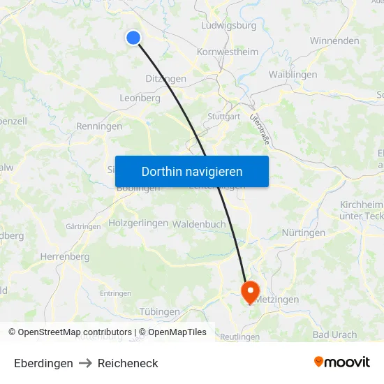 Eberdingen to Reicheneck map