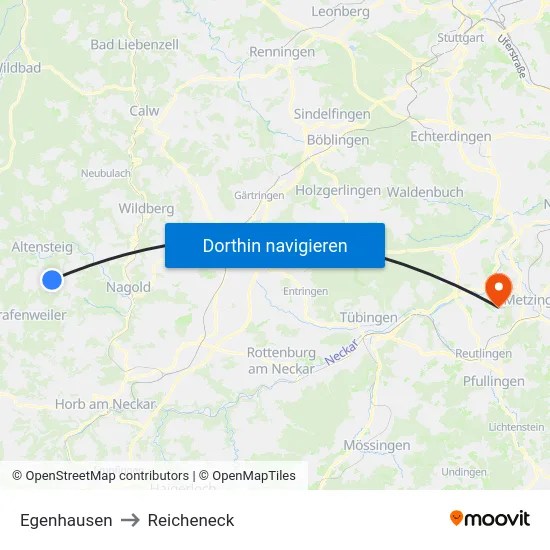 Egenhausen to Reicheneck map