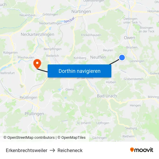Erkenbrechtsweiler to Reicheneck map